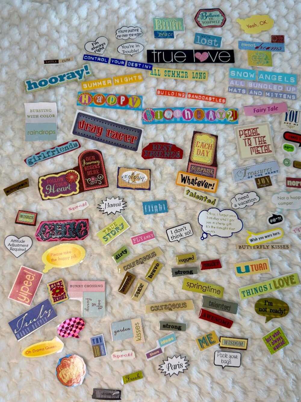 Assorted Words, Sayings and Phrases Scrapbook Sticker Lot